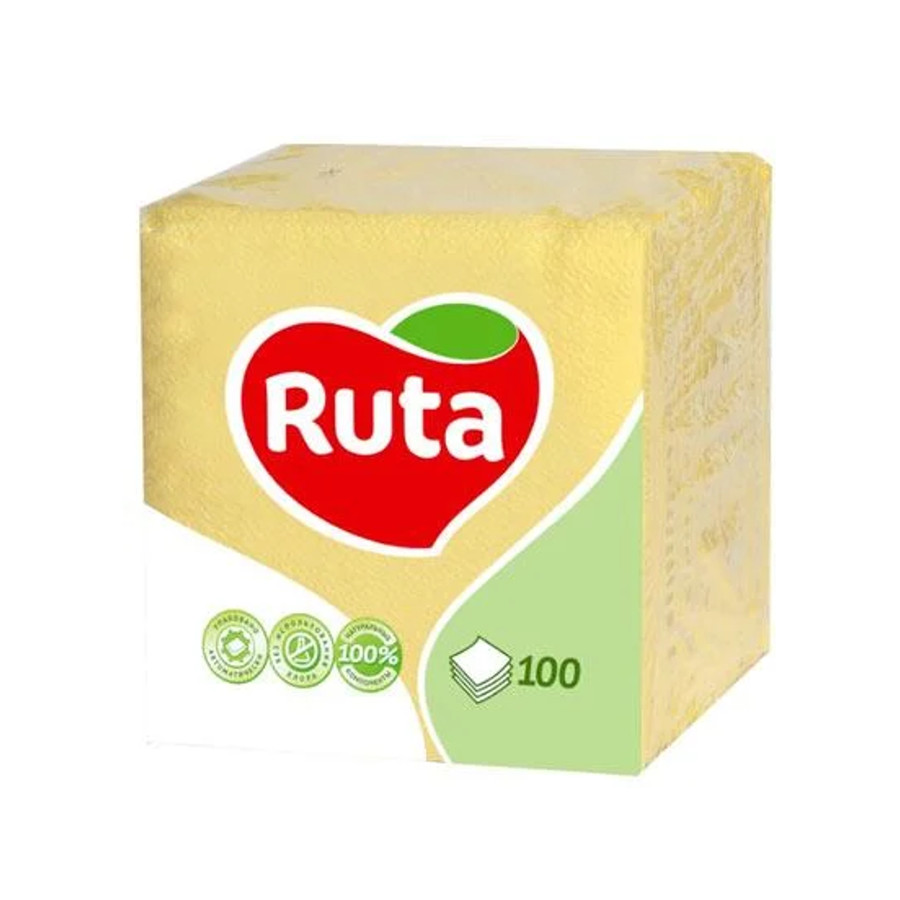 Серветки паперові Ruta 100 шт. 24*24 см жовті мініатюра