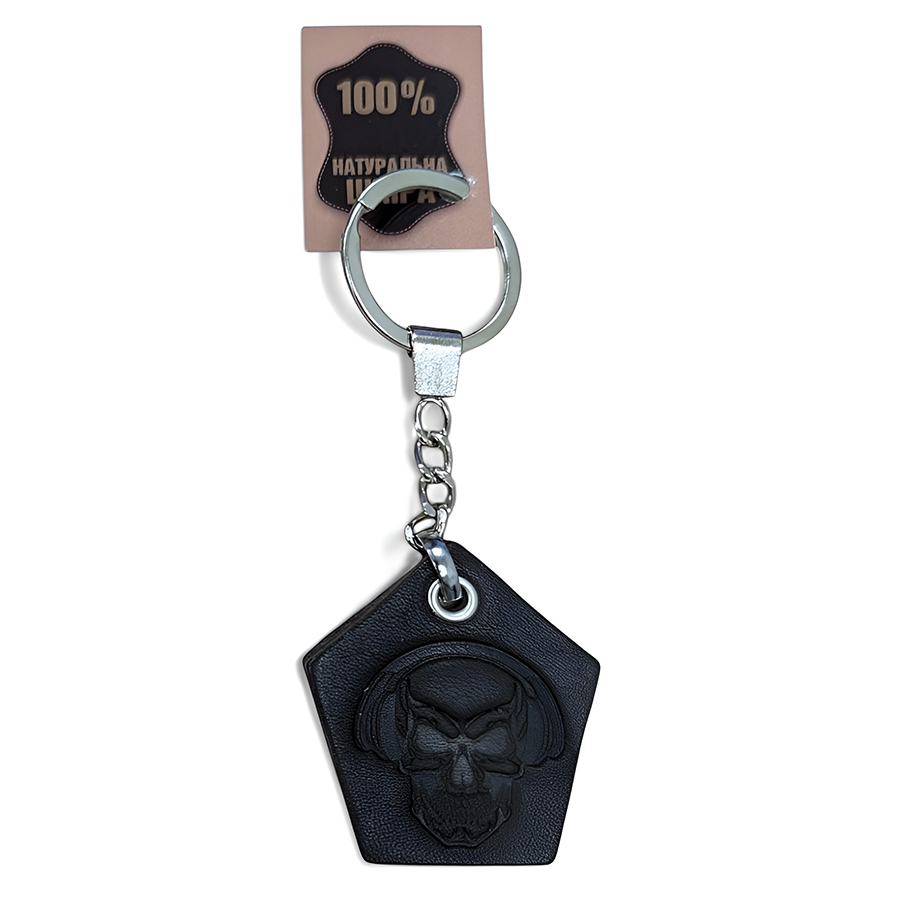 Брелок шкіряний TerraPlus 10 см п'ятикутник Musical Skull фото