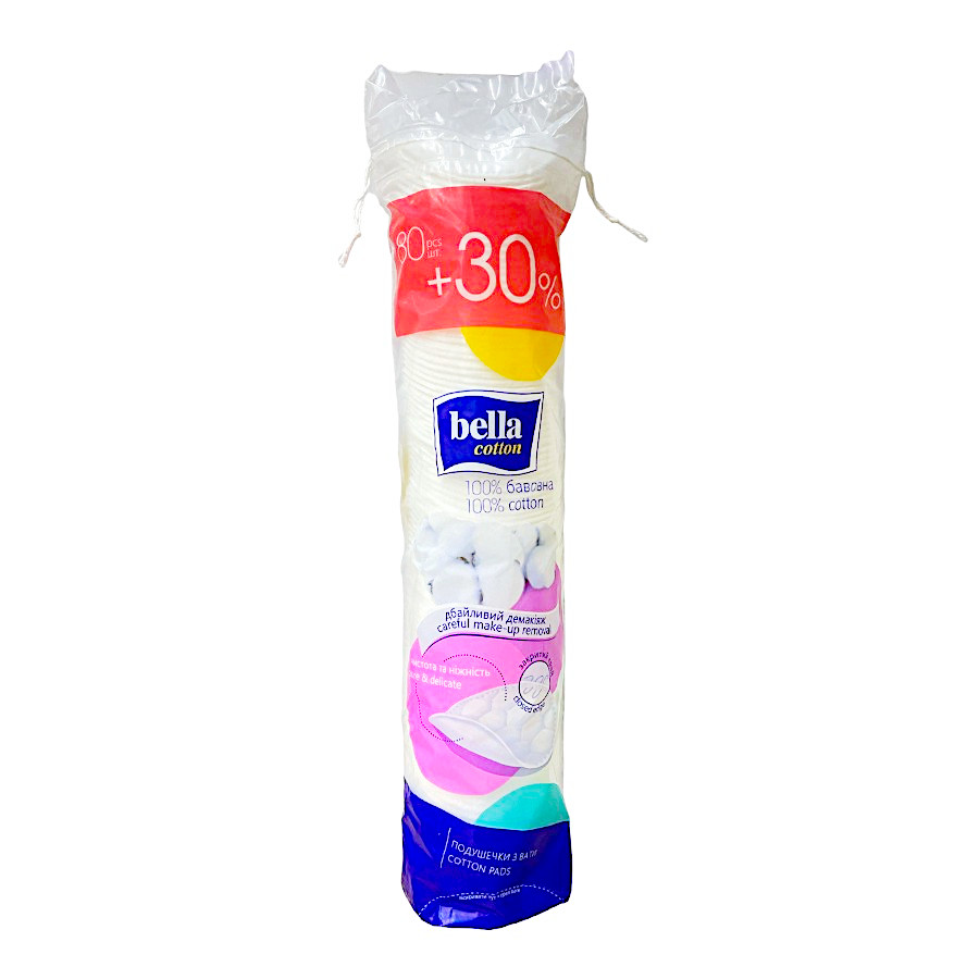 Ватні диски косметичні Bella 80 шт +30% Cotton мініатюра