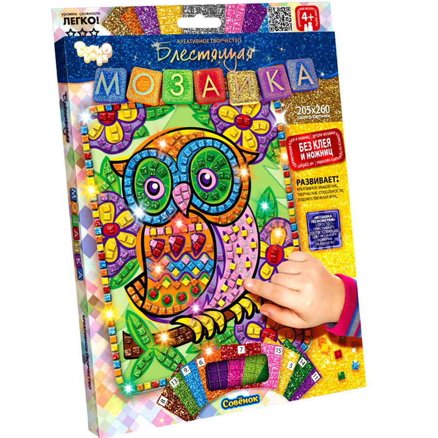 Набір для творчості Danko toys Блискуча мозаїка Совеня фото