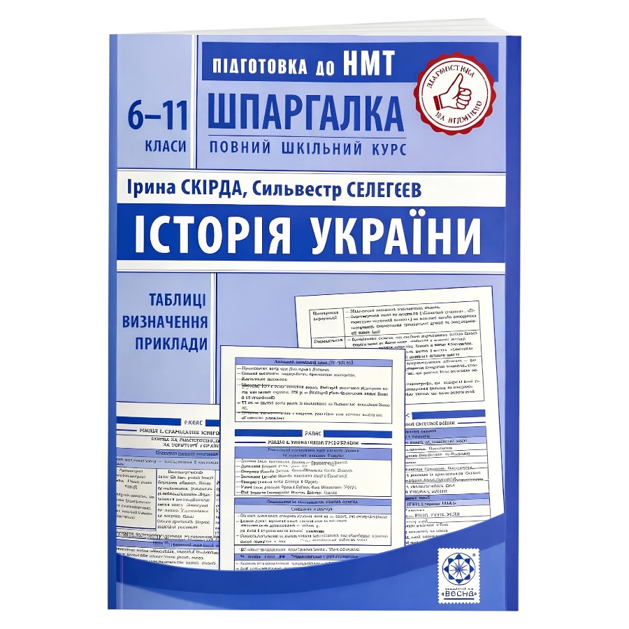 Книга навчальна Видавничий дім Весна Підготовка до НМТ Шпаргалка Історія України 6-11 клас мініатюра