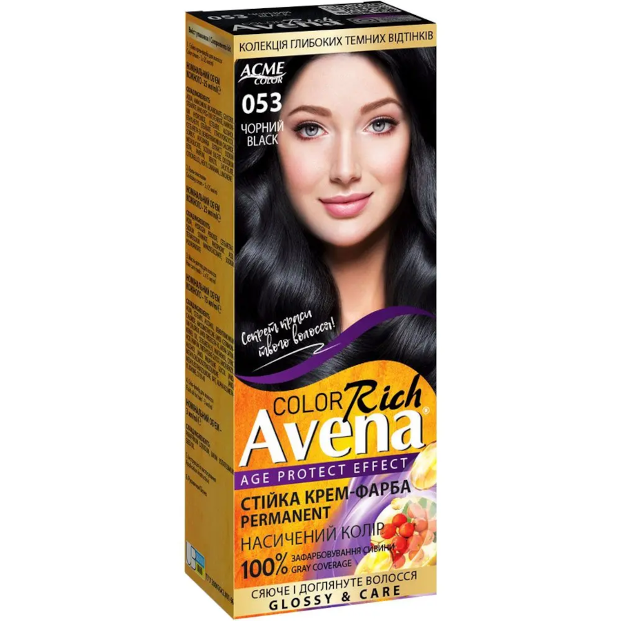 Крем-фарба для волосся Acme Avena Rich Color 053 Чорний фото