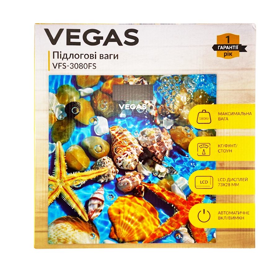 Ваги підлогові Vegas до 180 кг 30*30 см VFS-3080FS фото