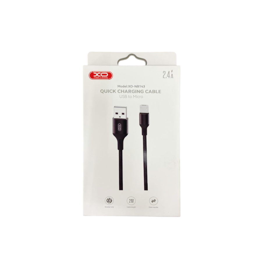 Кабель XO USB to Micro 2 м 2,4А Black фото