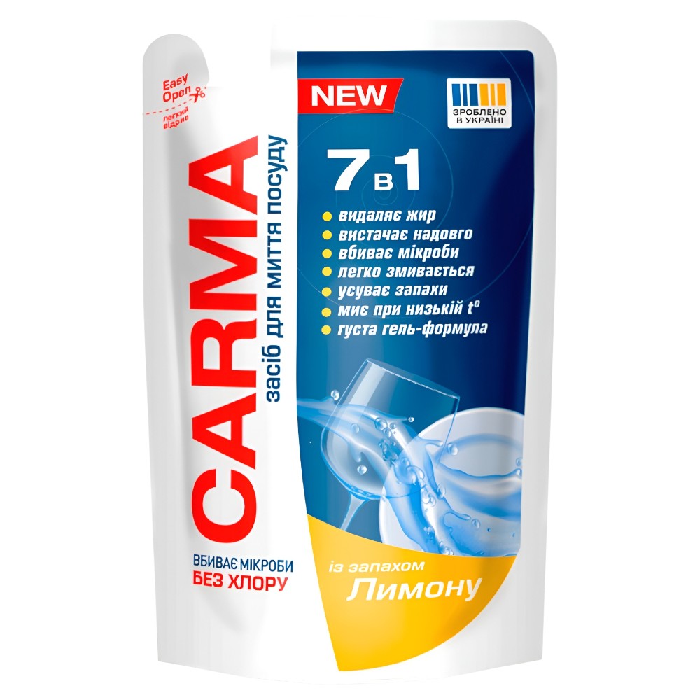 Засіб для миття посуду Carma 400 мл Лимон дой-пак фото