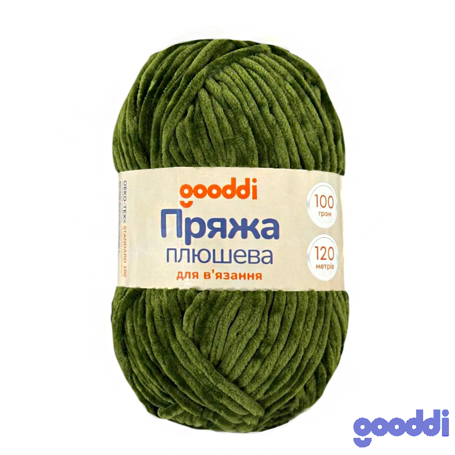 Пряжа плюшева Gooddi 100 г Темно-зелена 361 фото