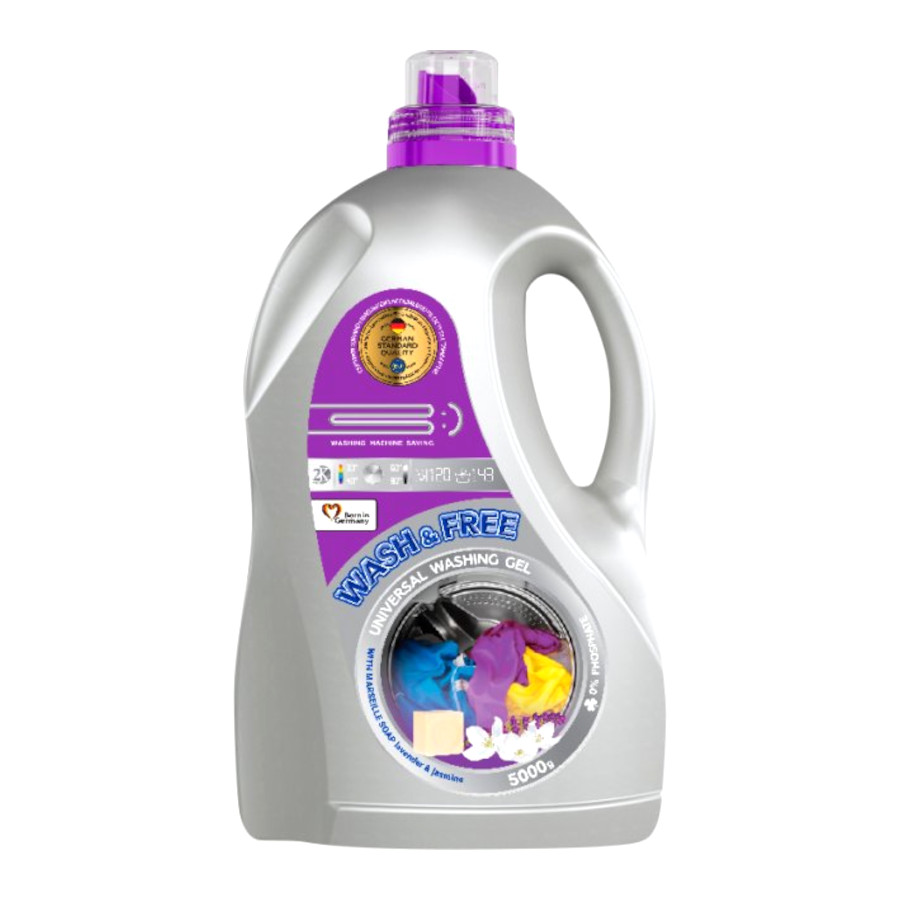 Гель для прання Wash&Free 5 л Universal Жасмин та Лаванда фото