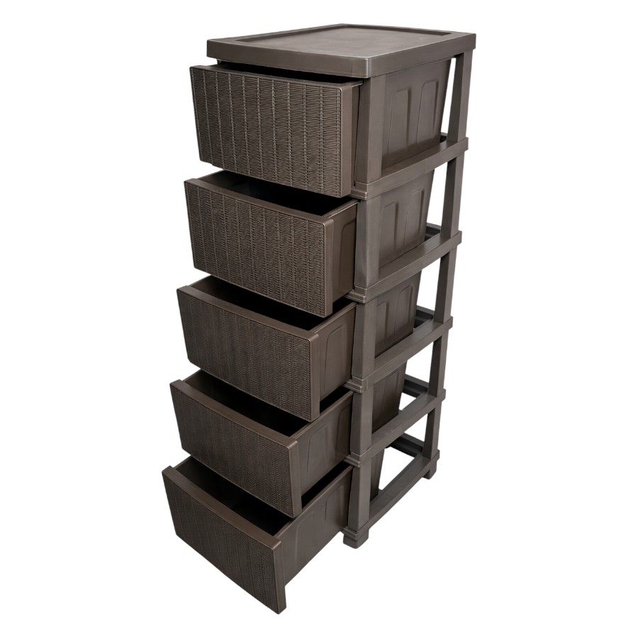 Комод R-plastic 34*40*105 см 5 ящиків коричневий Компакт-Макс мініатюра