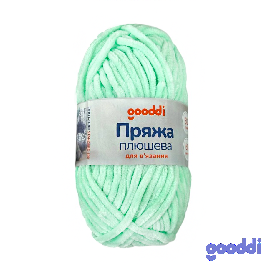 Пряжа плюшева Gooddi 50 г Бірюзова 345 фото