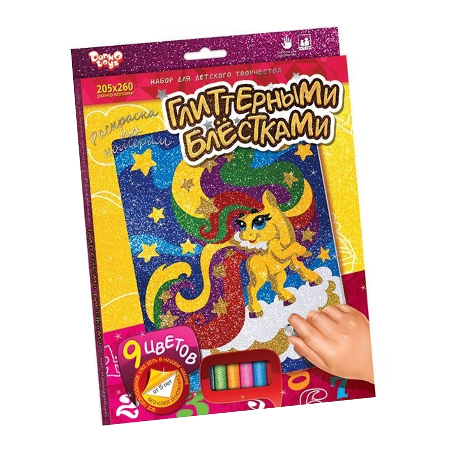 Набір для творчості Danko toys Розмальовка глітером міні Поні фото