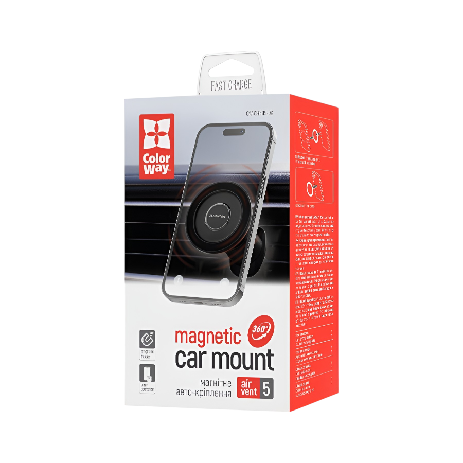 Автотримач для телефона СolorWay Air Vent-5 Black фото