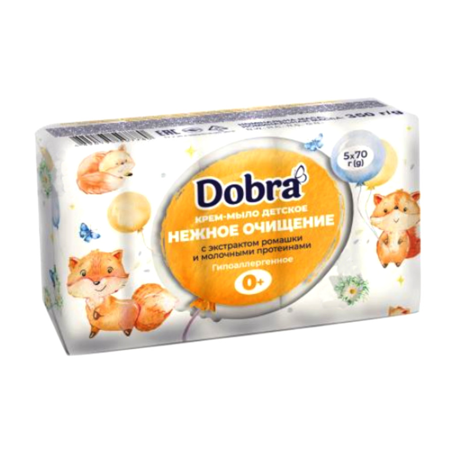 Крем-мило тверде дитяче Dobra Ромашка та молочний протеїн 5*70 г фото