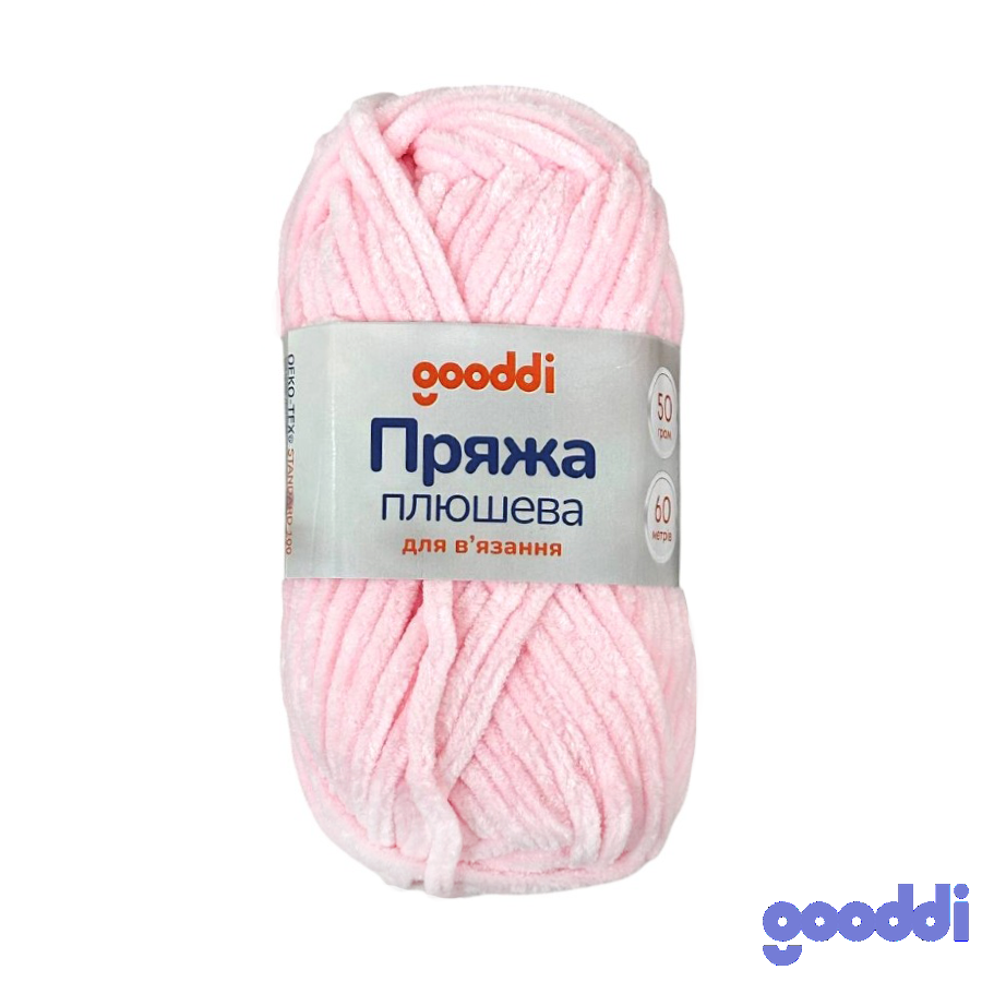 Пряжа плюшева Gooddi 50 г Світло-рожева 319 фото
