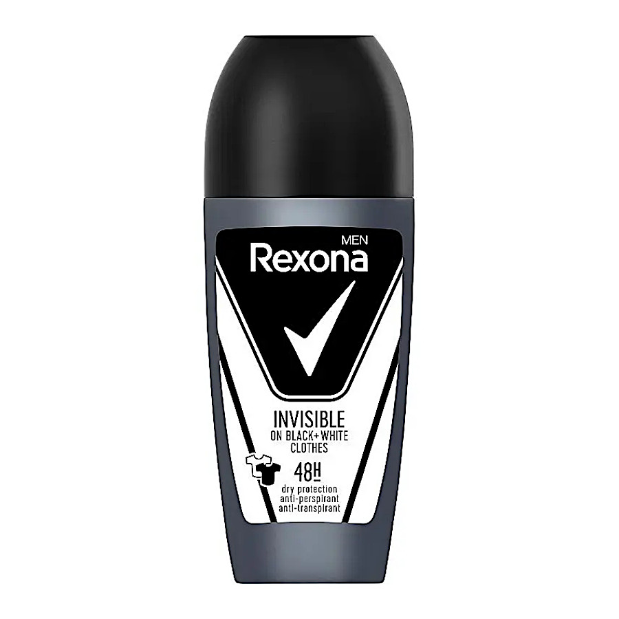 Антиперспірант для чоловіків Rexona Men 50 мл Невидима на чорному і білому фото