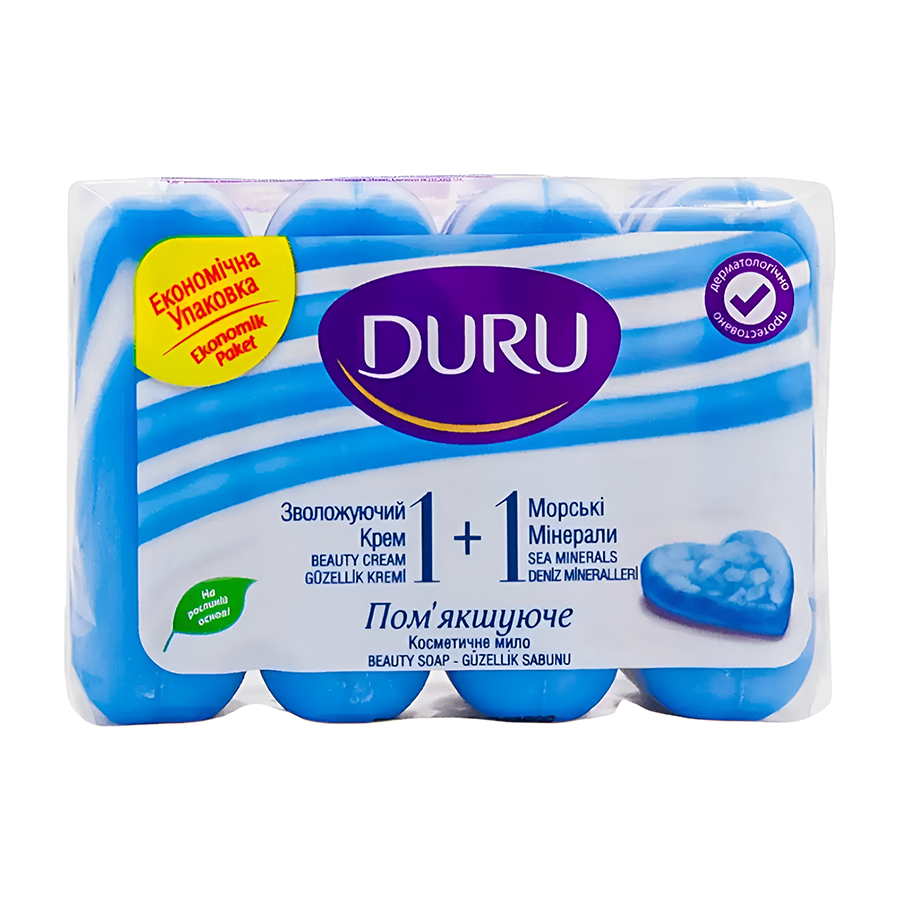 Крем-мило тверде Duru 1+1 Морські мінерали та крем 4*80 г мініатюра