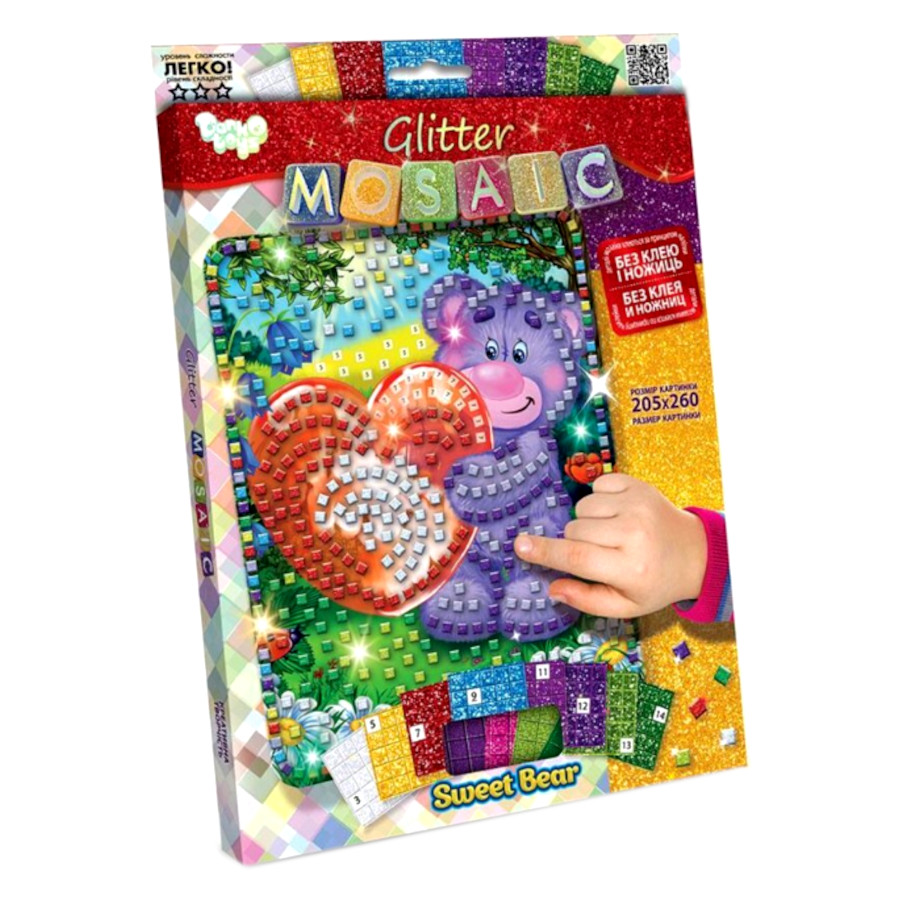 Набір для творчості Danko toys Блискуча мозаїка Sweet bear фото