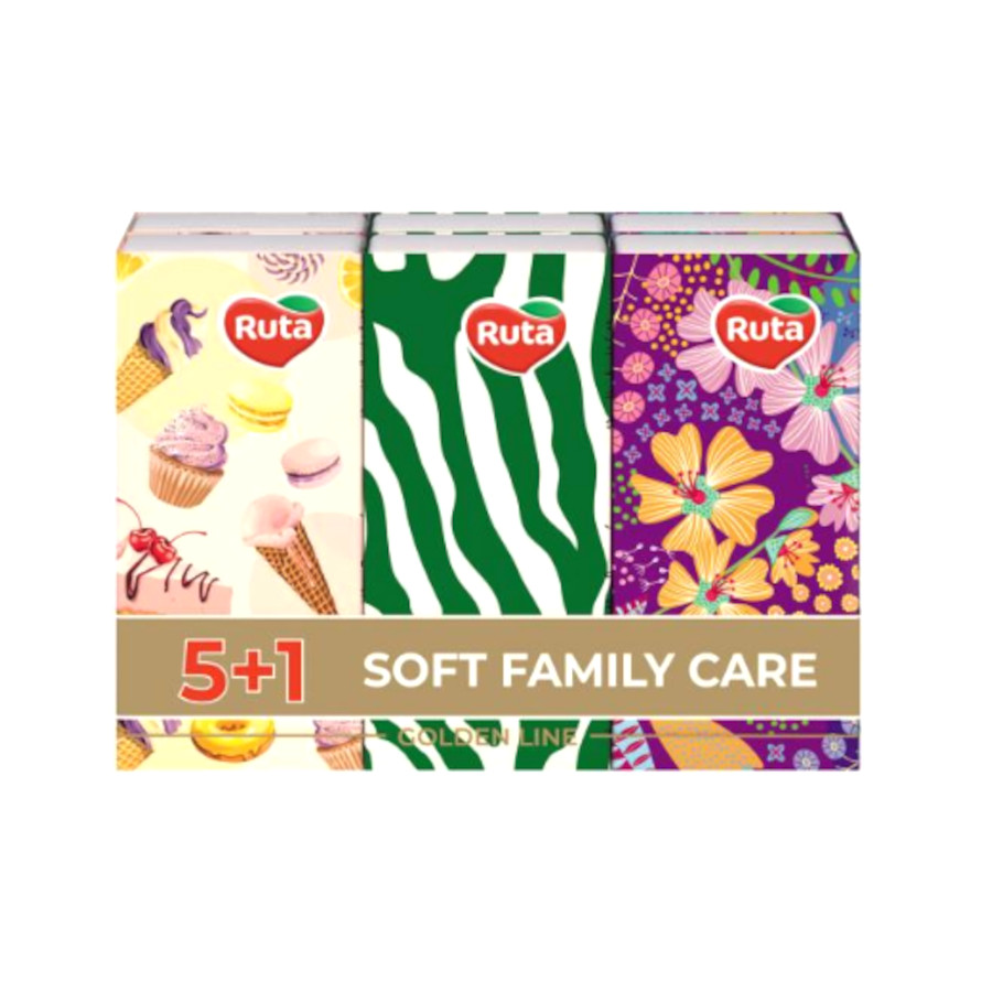 Носові хустинки паперові Ruta 3-шарові 10 шт. без аромату Soft Family фото