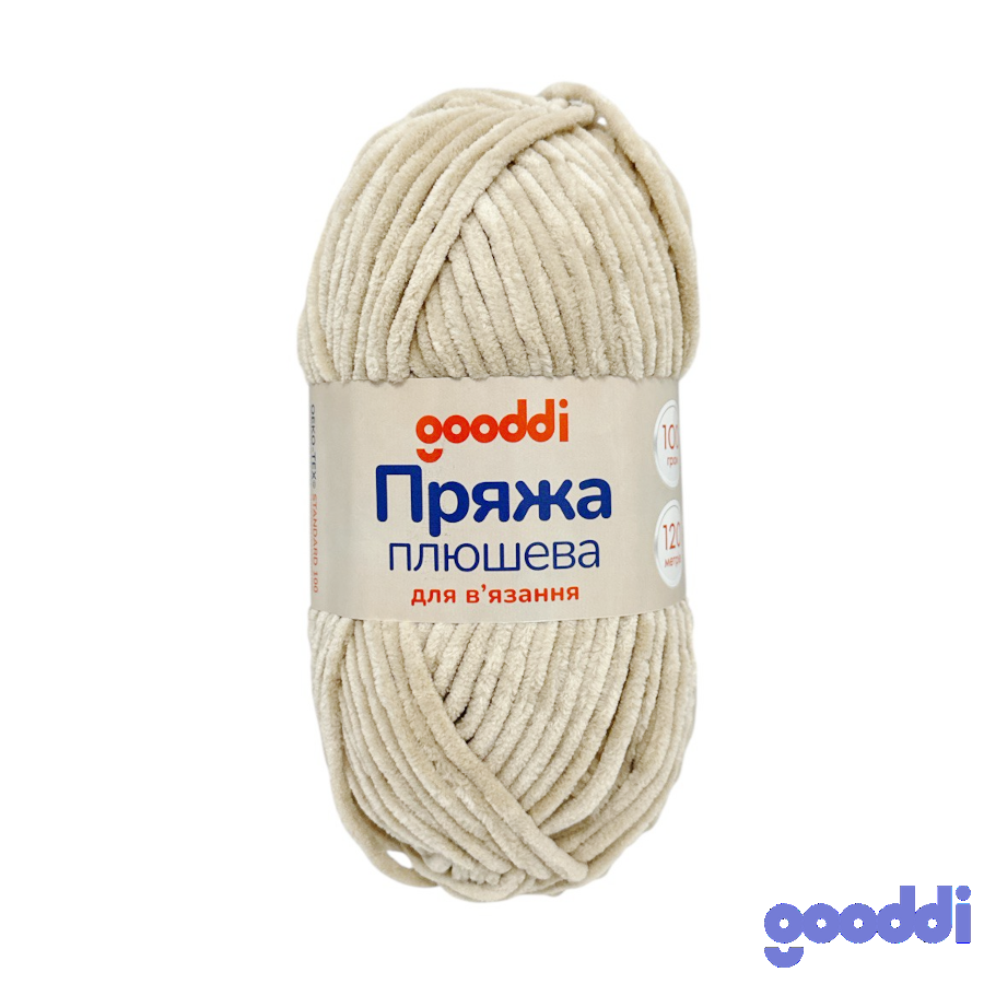 Пряжа плюшева Gooddi 100 г Бежево-рожева 342 фото