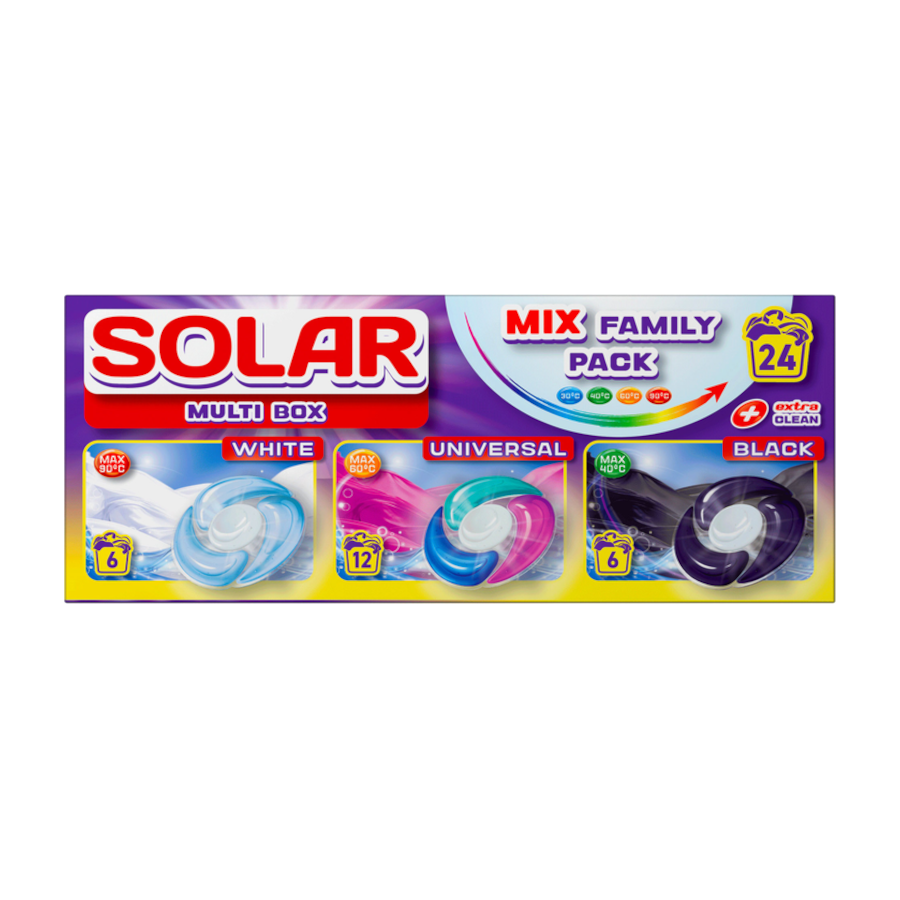 Капсули для прання Solar 24 шт. Multi Box мікс фото