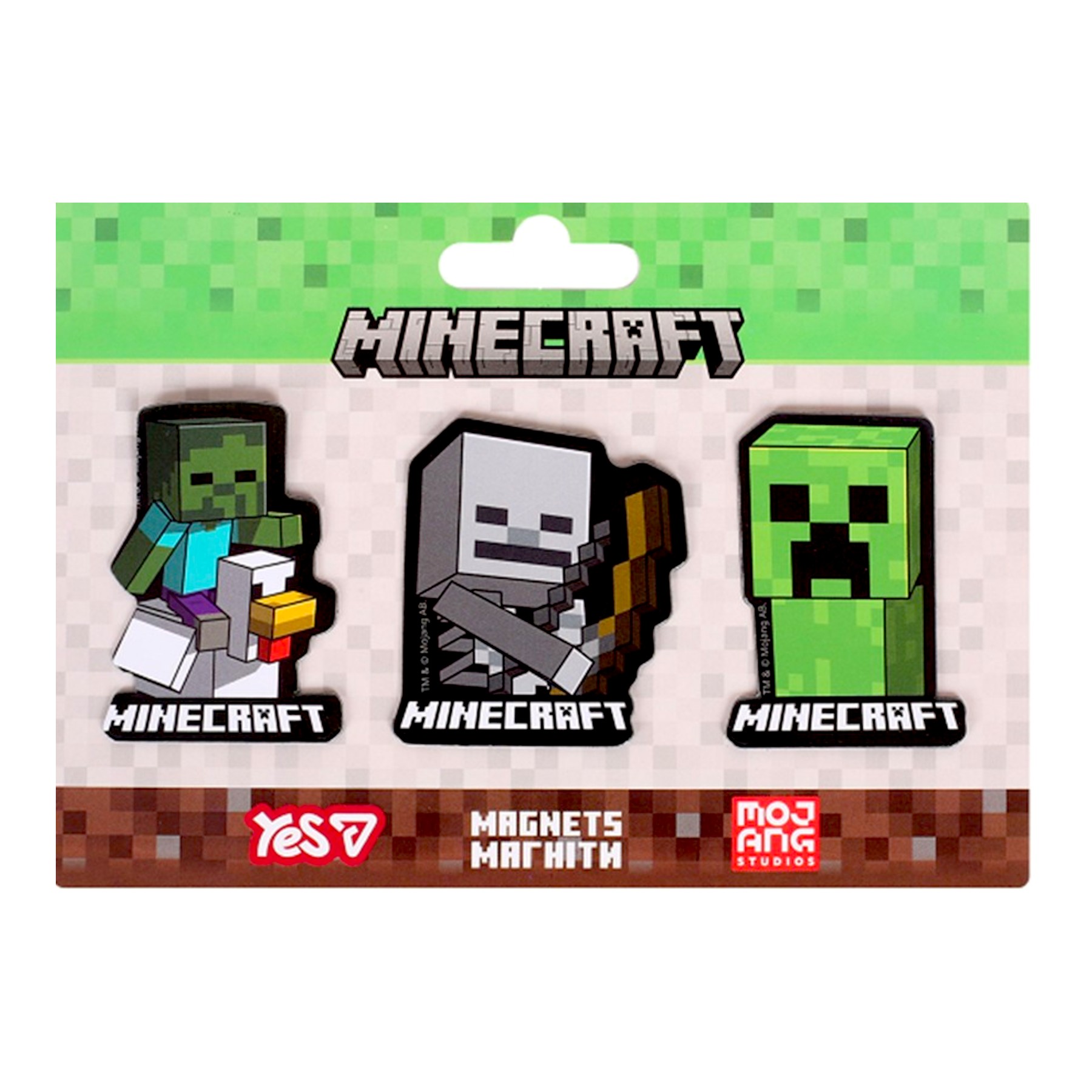 Набір магнітів Yes 3 шт. Minecraft Creeper мініатюра