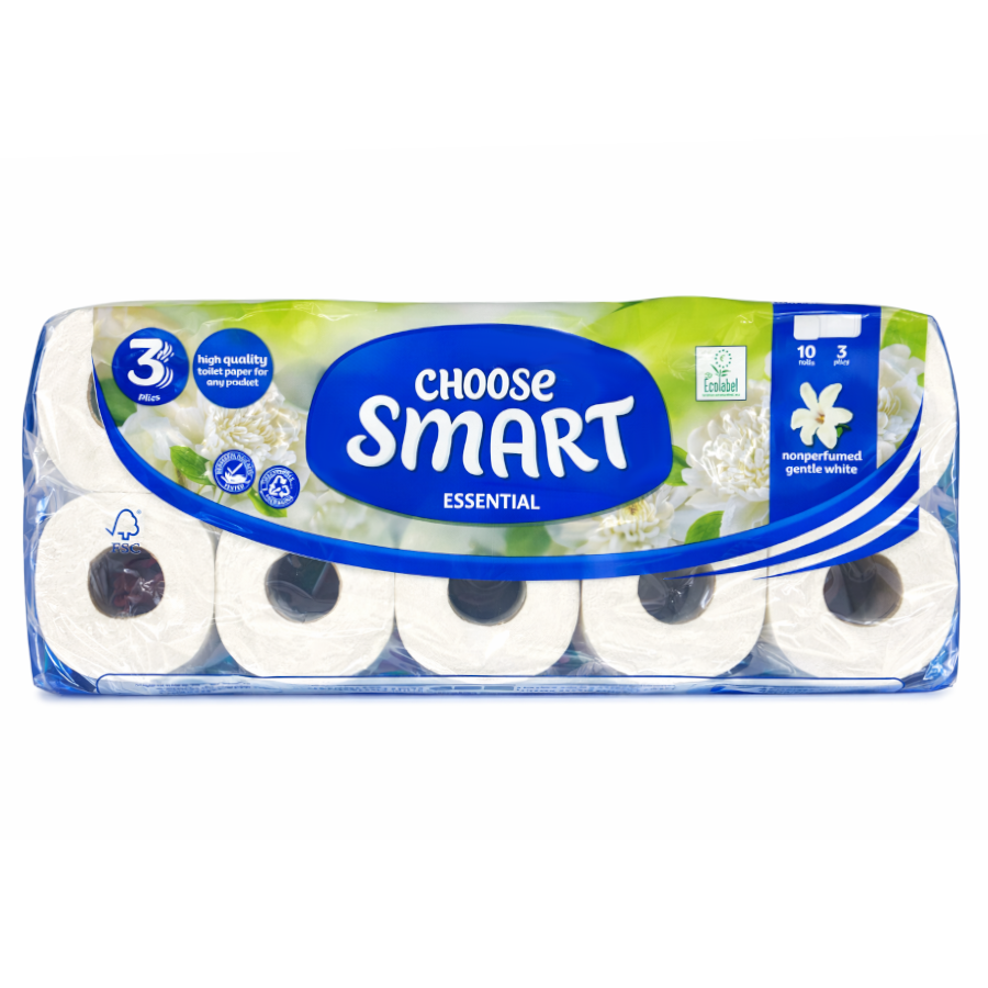 Папір туалетний Smart 3-шаровий 10 рулонів Esential фото