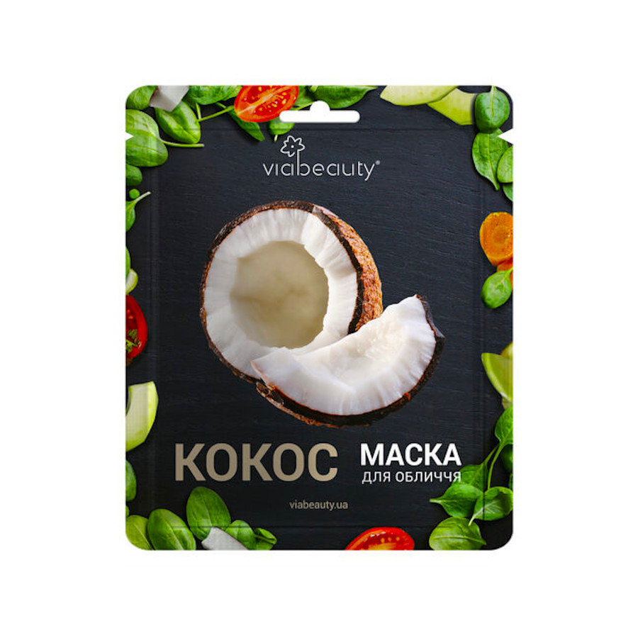 Маска для обличчя ViaBeauty 25 г Тканинна з олією кокоса фото