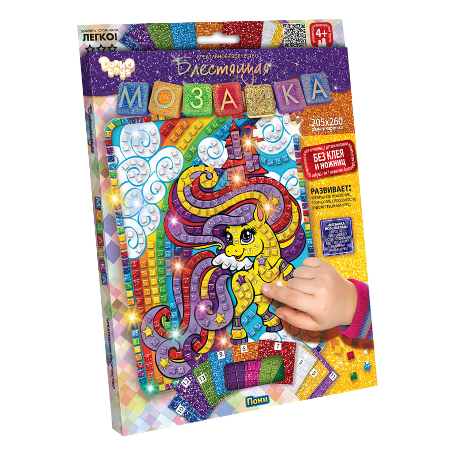 Набір для творчості Danko toys Блискуча мозаїка Золотистий Поні фото