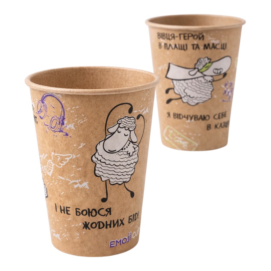 Стакан одноразовий паперовий Emoji Cup 250 мл 10 шт. мікс фото