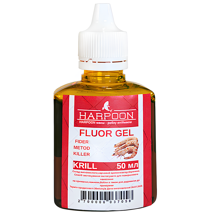 Активатор кльову Harpoon 50 мл Flour gel krill фото