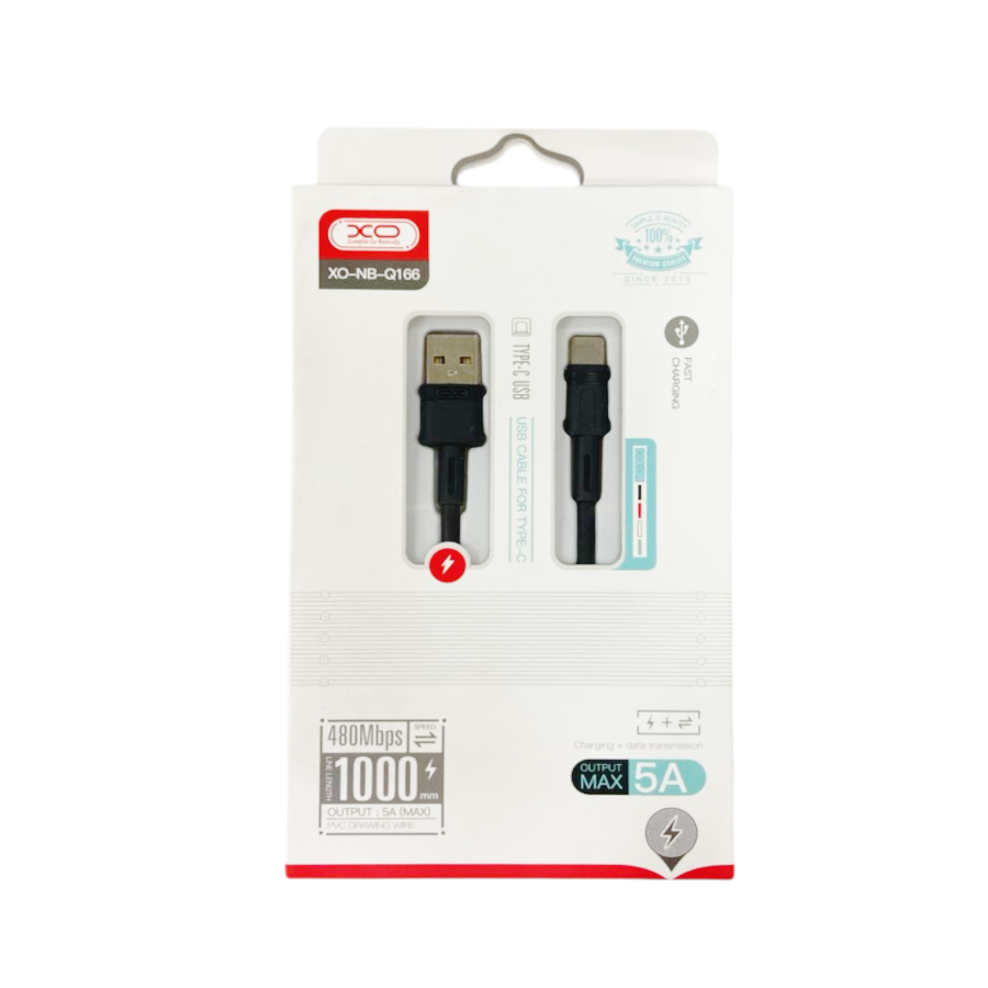 Кабель XO USB to Type-C 1 м 5А Black фото