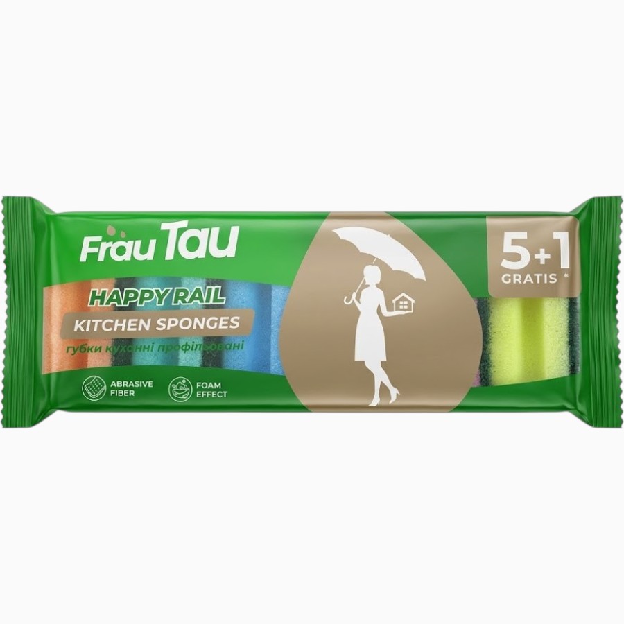 Губка кухонна Frau Tau 5+1 шт. Happy Rail мініатюра