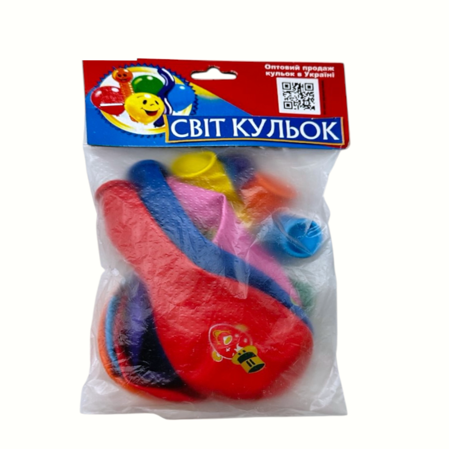 Кульки повітряні Світ кульок 10 шт. Шовкографія з малюнком мікс фото