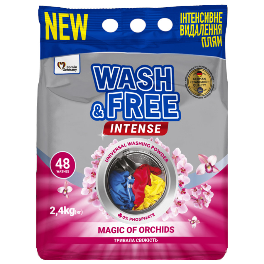 Порошок пральний Wash&Free 2,4 кг Universal Магія орхідей фото