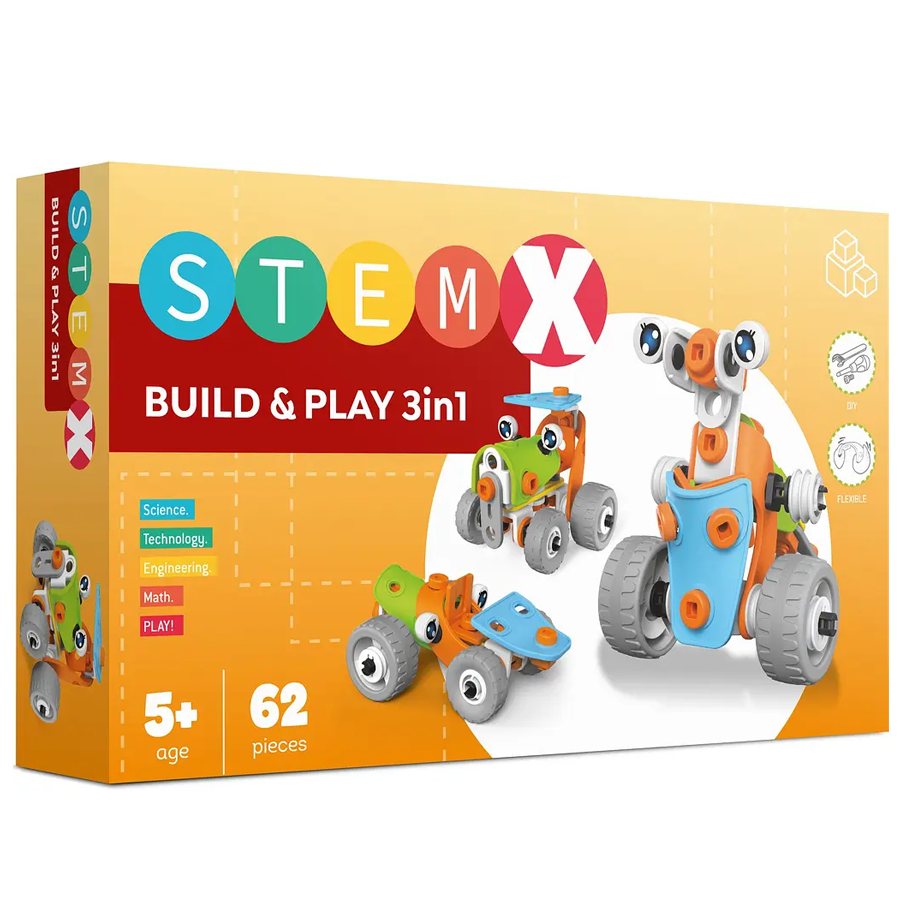 Конструктор Stem 62 елементи Build and play 3 в 1 фото