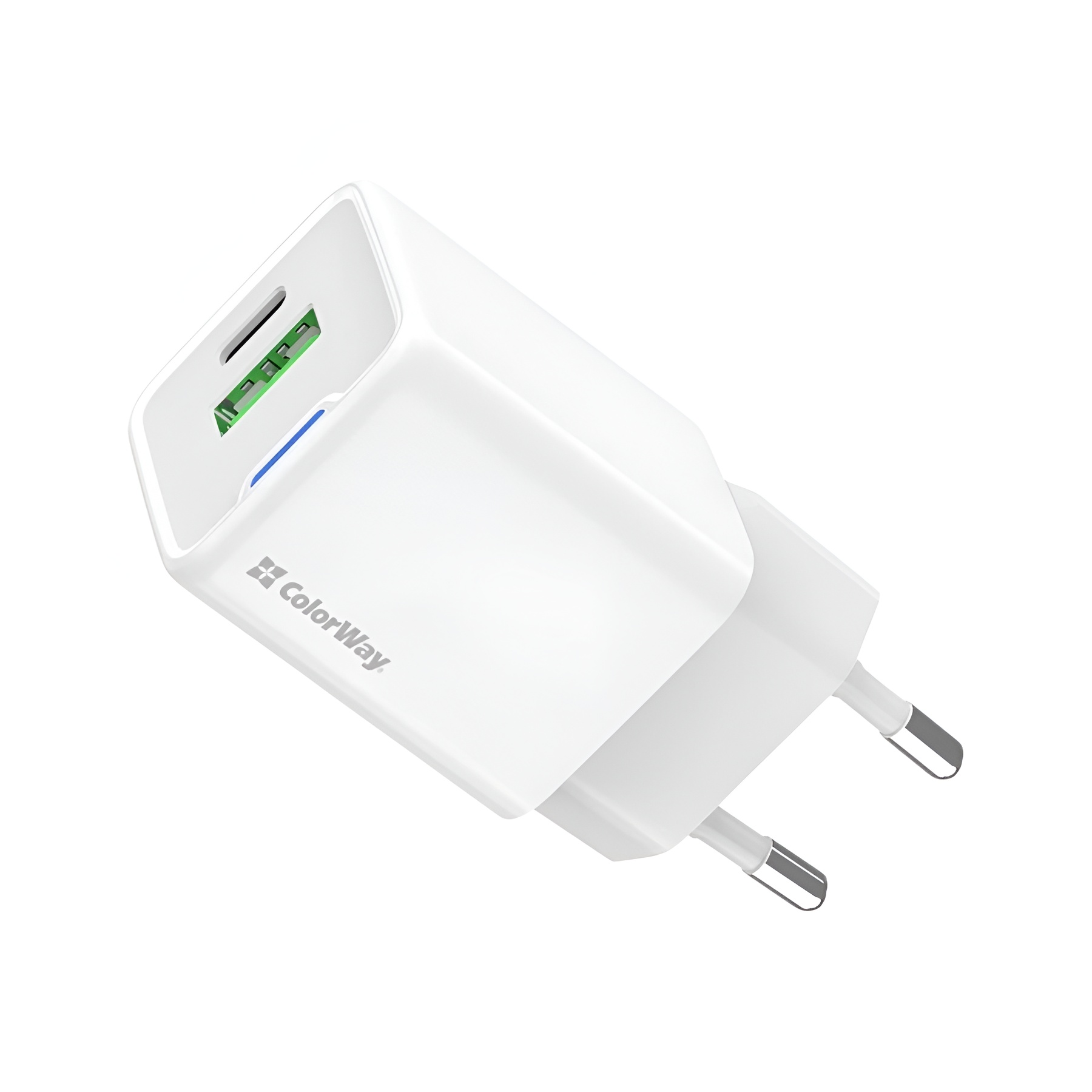 Зарядний пристрій СolorWay Type-C USB-A 3 A 30 Вт White фото