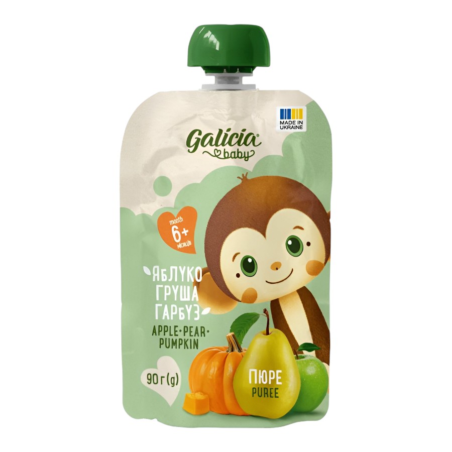 Пюре фруктове Galicia baby 90 г Яблуко-груша-гарбуз фото