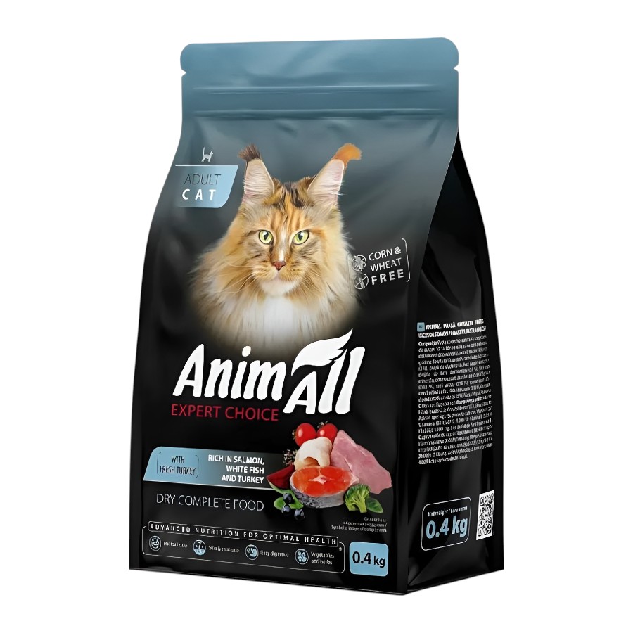 Корм для котів Animall 400 г з лососем, білою рибою та індичкою фото