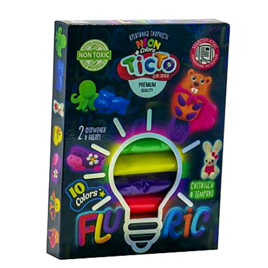 Тісто для ліплення Danko toys Fluoric 10 кольорів №3 мініатюра