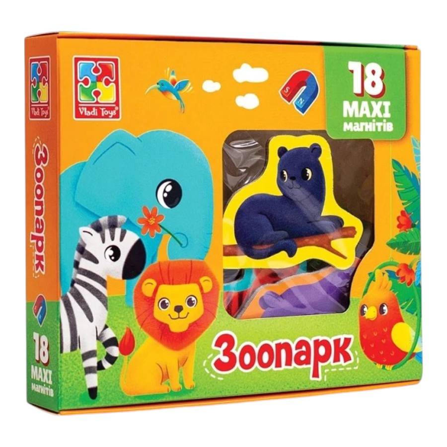 Набір магнітів Vladi Toys 18 шт. Зоопарк мініатюра