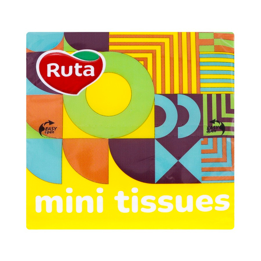 Носові хустинки паперові Ruta 1-шарові 150 шт. без аромату Mini Tissues фото