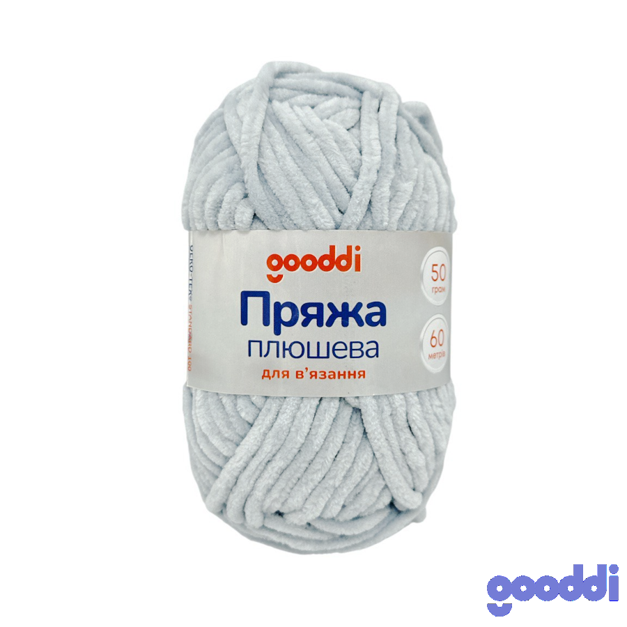 Пряжа плюшева Gooddi 50 г Світло-сіра 325 фото