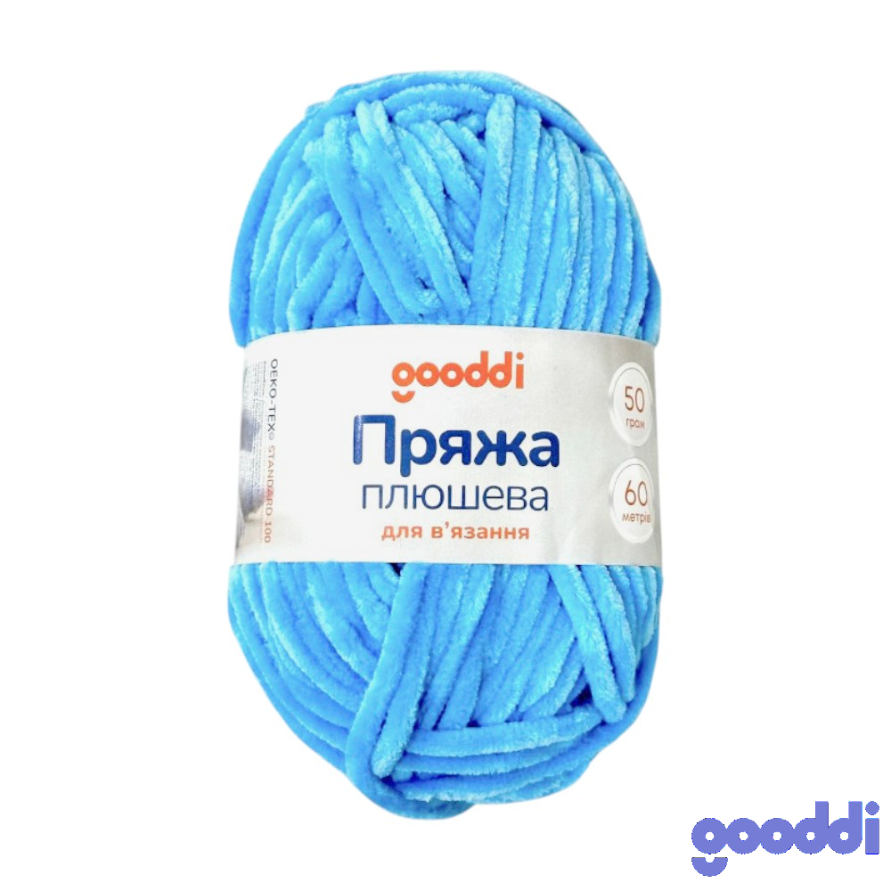 Пряжа плюшева Gooddi 50 г Блакитна 326 фото