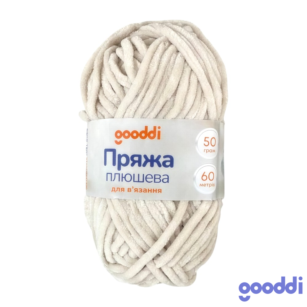 Пряжа плюшева Gooddi 50 г Світло-бежева 304 фото
