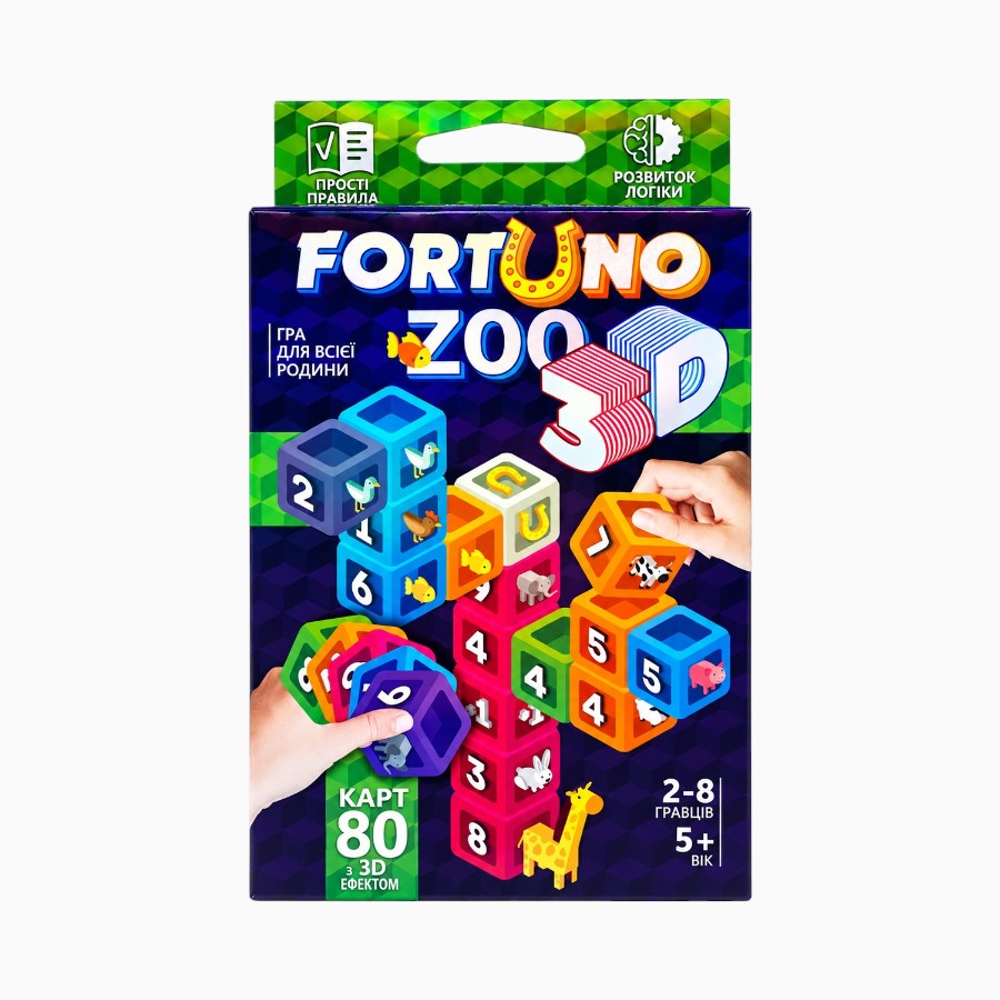 Гра настільна Danko toys Fortuno 3D Zoo мініатюра