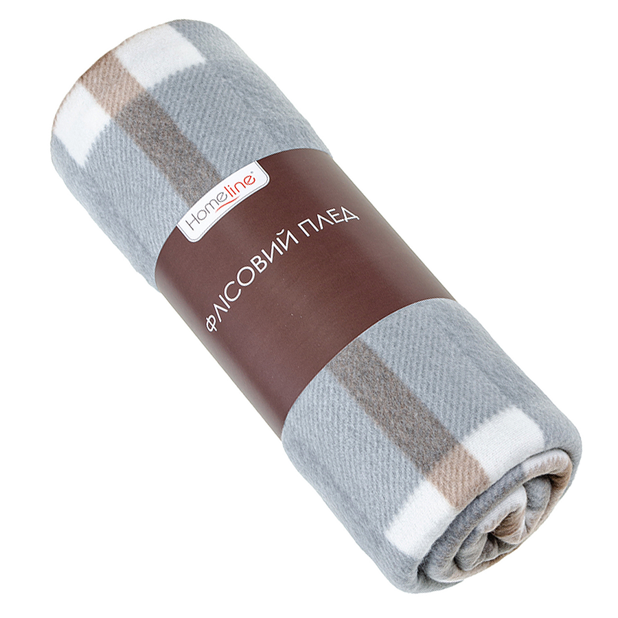 Плед Home Line 160*220 см сіро-бежева клітинка мініатюра