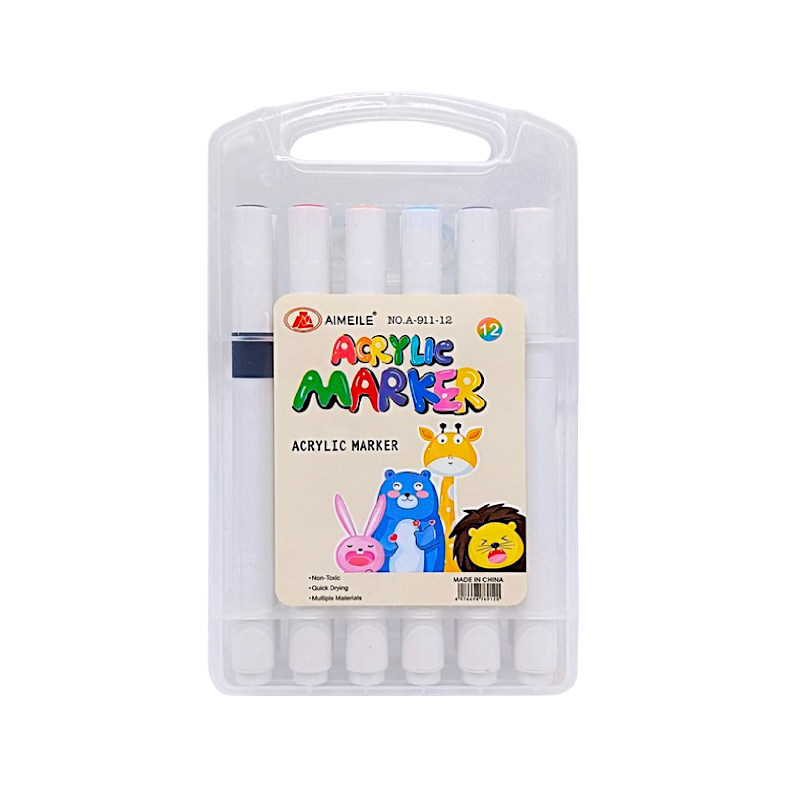 Фломастери 12 кольорів Acrylic Marker A-911-12 мініатюра