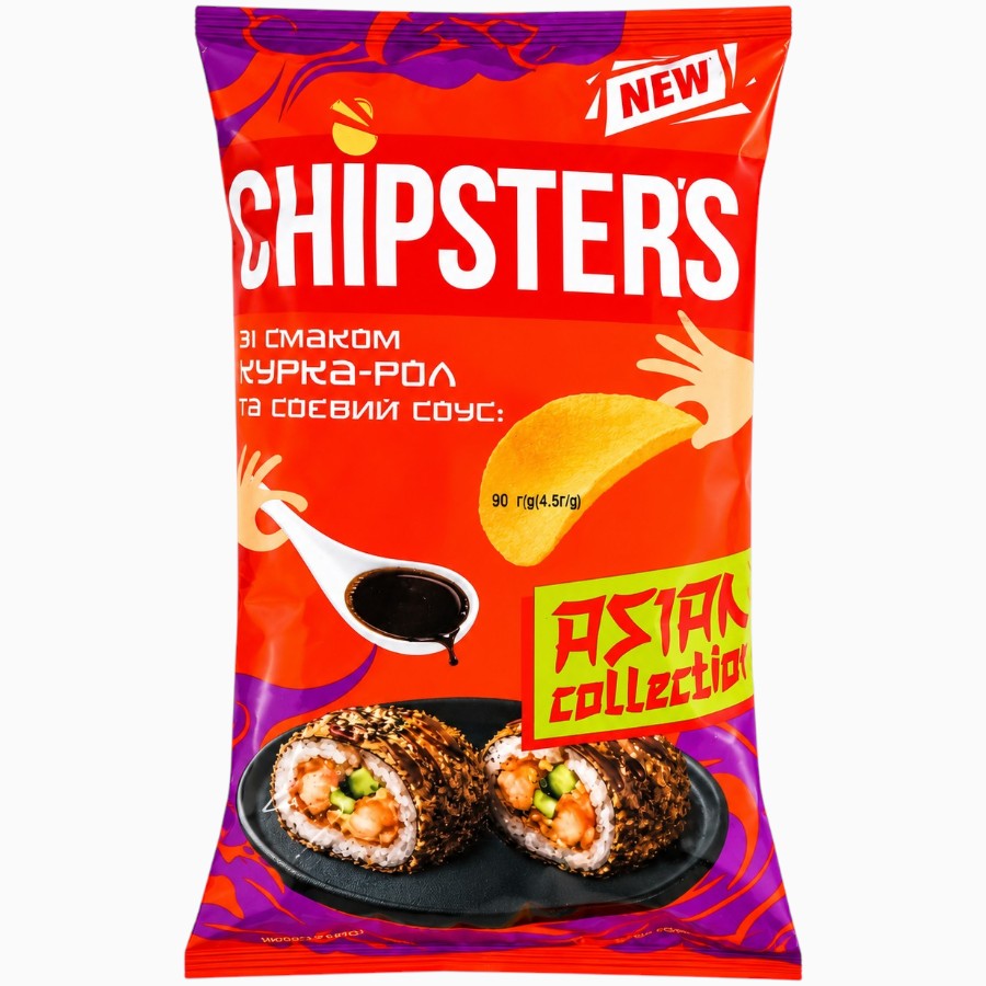 Чипси Chipster`s 90 г Курка-рол та соєвий соус мініатюра