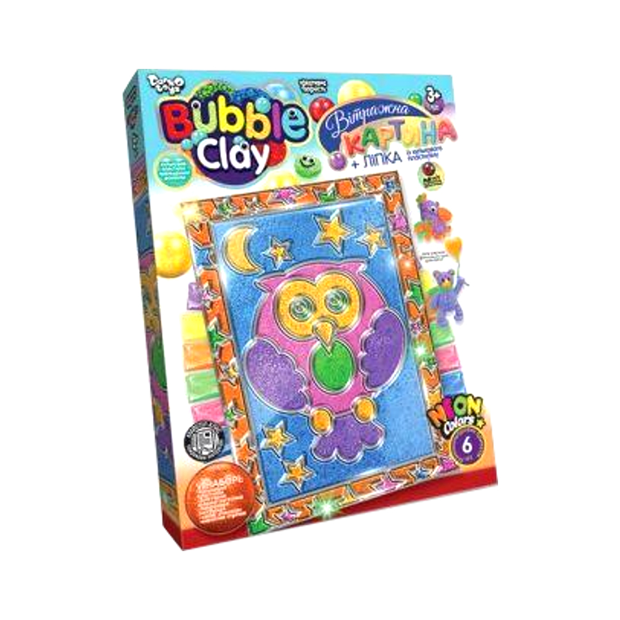 Набір для творчості Danko toys Bubble Clay Картина вітражна Сова фото