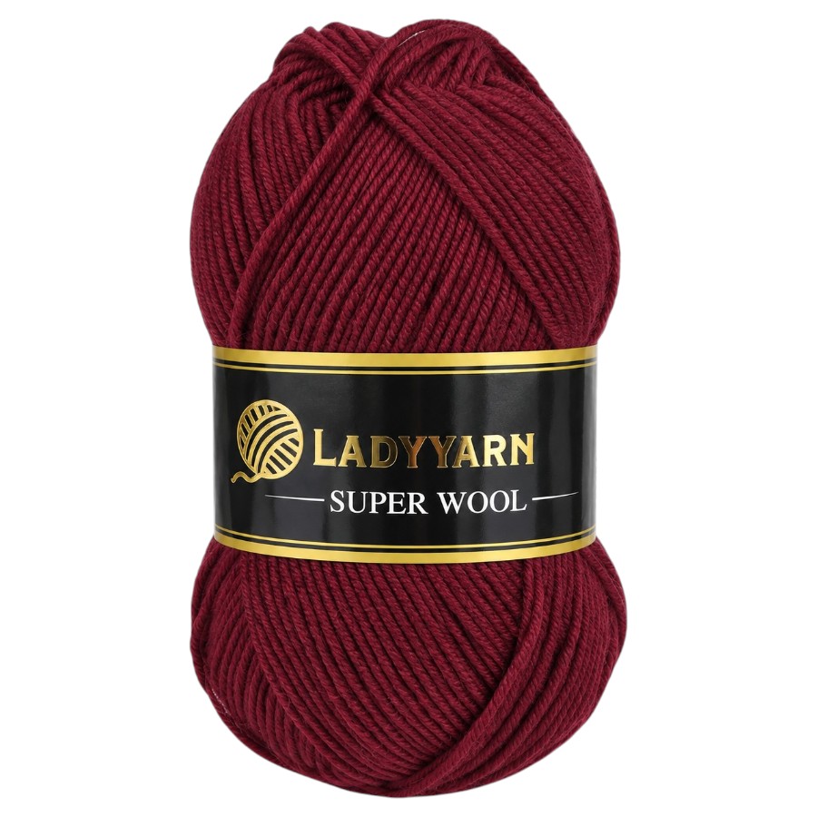 Пряжа Lady Yarn Super Wool Бордова NW017 мініатюра