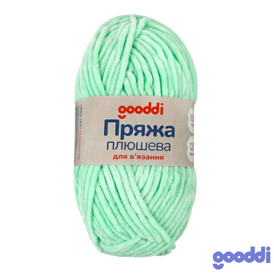 Пряжа плюшева Gooddi 100 г Бірюзова 345 фото